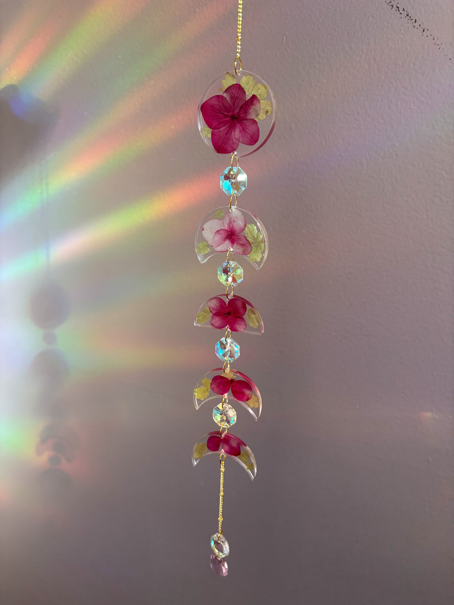 Pink Floral Moon Sun Catcher