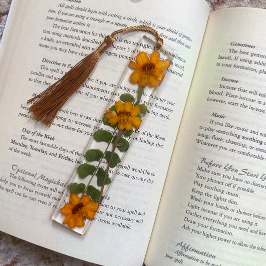 Tangerine Floral Bookmark