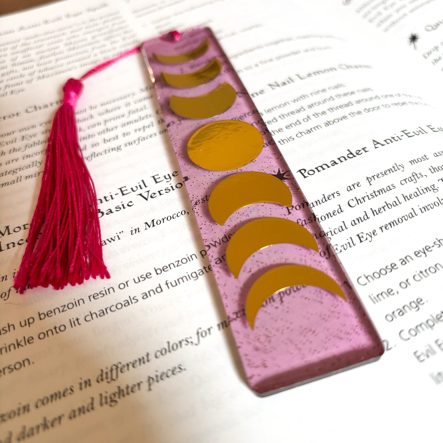 Gold & Pink Moon Phase Bookmark