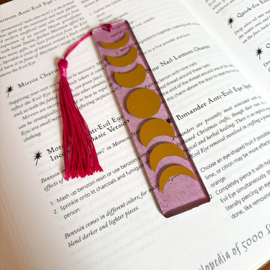 Gold & Pink Moon Phase Bookmark