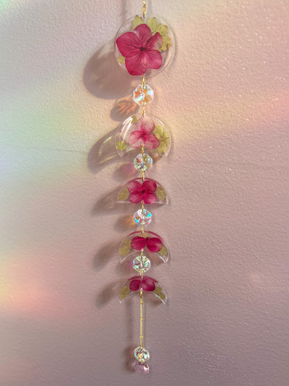 Pink Floral Moon Sun Catcher