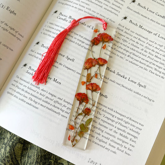 Coral Rosebud Bookmark