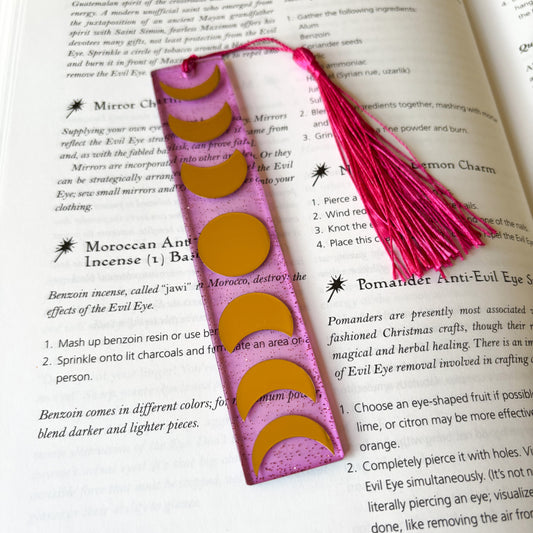 Pink & Gold Moon Phase Bookmark