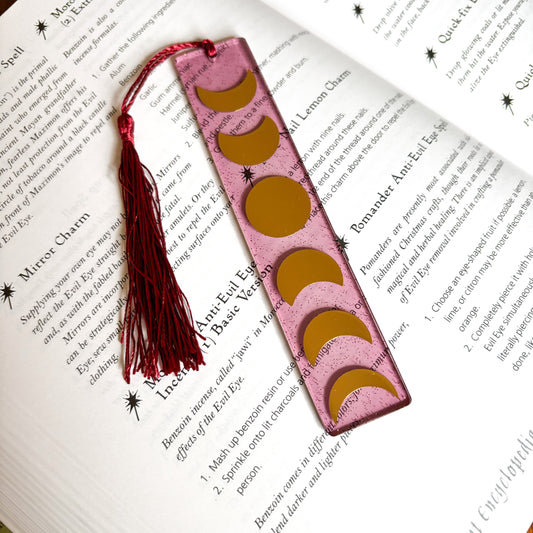 Burgundy & Gold Moon Phase Bookmark