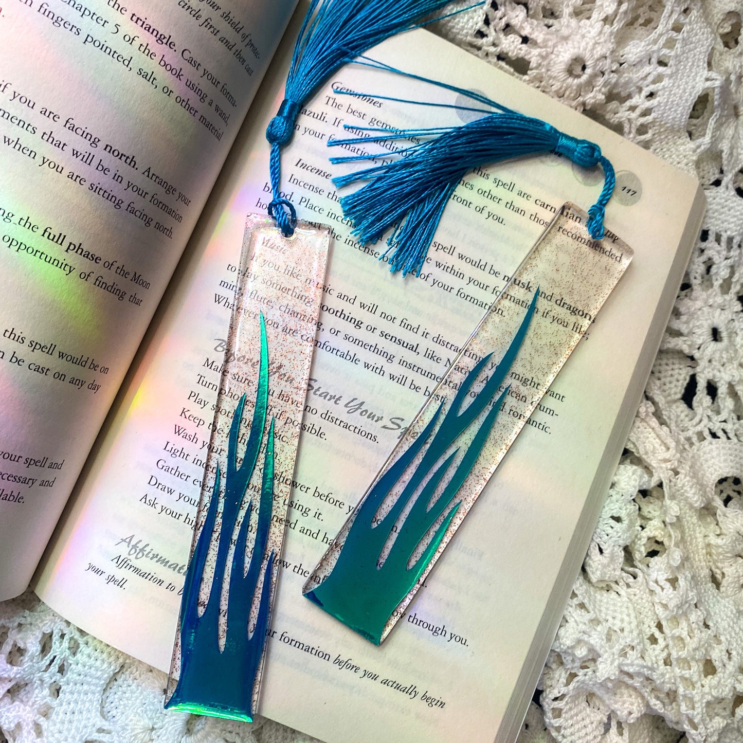 Blue Holographic Flame Bookmark