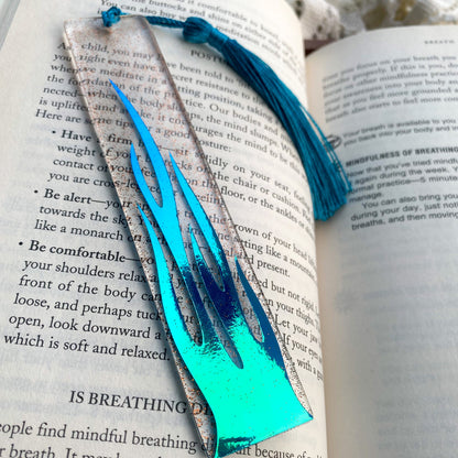 Blue Holographic Flame Bookmark