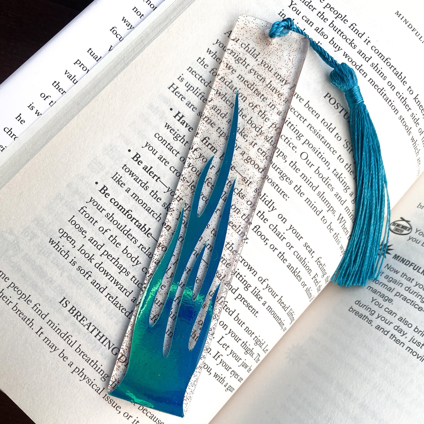 Blue Holographic Flame Bookmark