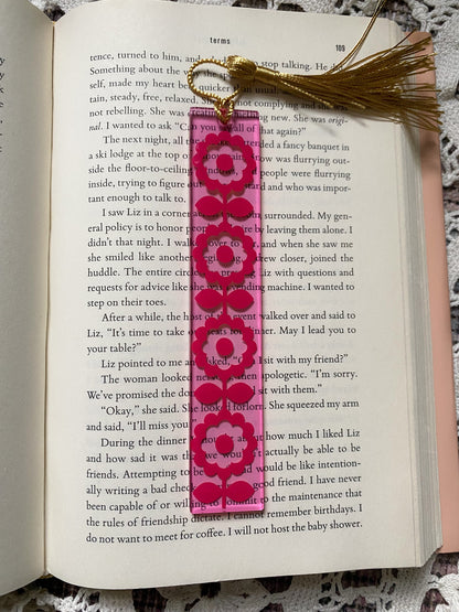 Pink Holographic Floral Pattern Bookmark